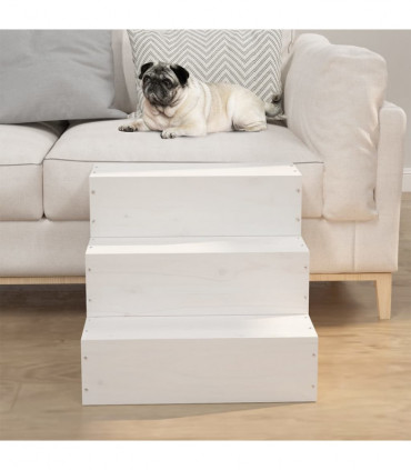 Pet Stair White 40x37.5x35 cm Solid Wood Pine