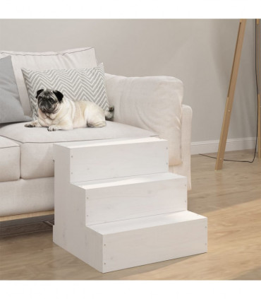 Pet Stair White 40x37.5x35 cm Solid Wood Pine