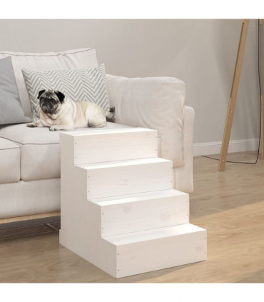 Pet Stair White 40x49x47 cm Solid Wood Pine