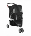 Pet Stroller Pushchair Carrier for Cat Puppy with 3 Wheels Black