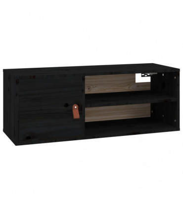 Wall Cabinet Black 80x30x30 cm Solid Wood Pine
