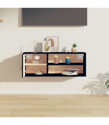 Wall Cabinet Black 80x30x30 cm Solid Wood Pine