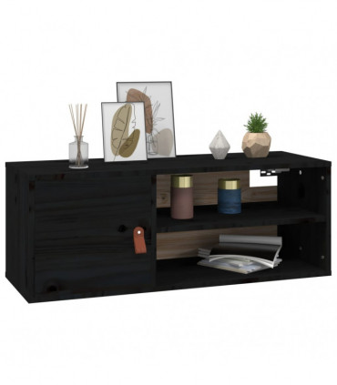 Wall Cabinet Black 80x30x30 cm Solid Wood Pine