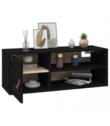 Wall Cabinet Black 80x30x30 cm Solid Wood Pine