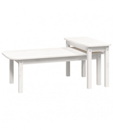 vidaXL 2 Piece Coffee Table Set White Solid Wood Pine