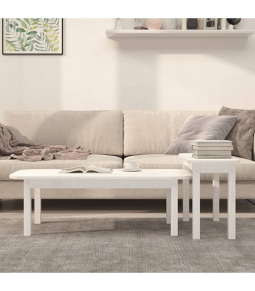 vidaXL 2 Piece Coffee Table Set White Solid Wood Pine