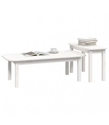 vidaXL 2 Piece Coffee Table Set White Solid Wood Pine