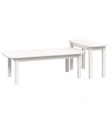 vidaXL 2 Piece Coffee Table Set White Solid Wood Pine