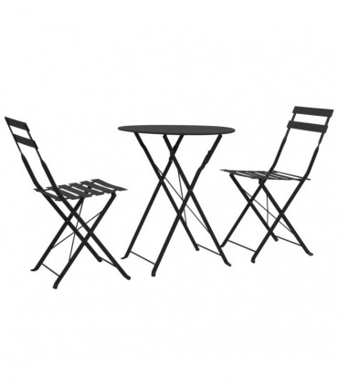 vidaXL 3 Piece Bistro Set Steel Black