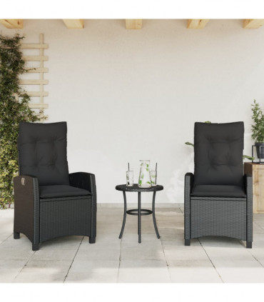 vidaXL 3 Piece Bistro Set with Cushions Black Poly Rattan
