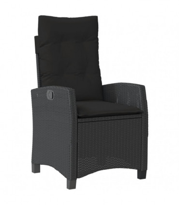 vidaXL 3 Piece Bistro Set with Cushions Black Poly Rattan