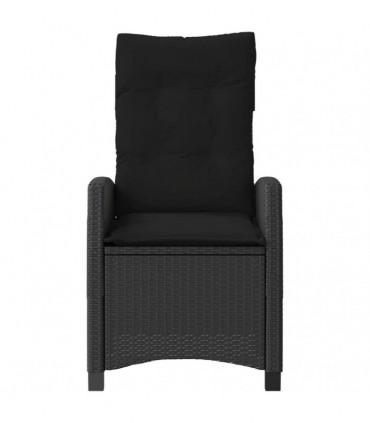 vidaXL 3 Piece Bistro Set with Cushions Black Poly Rattan