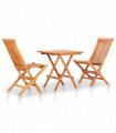 vidaXL 3 Piece Folding Bistro Set Solid Teak Wood