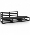 vidaXL 3 Piece Garden Lounge Set Black Solid Wood Pine