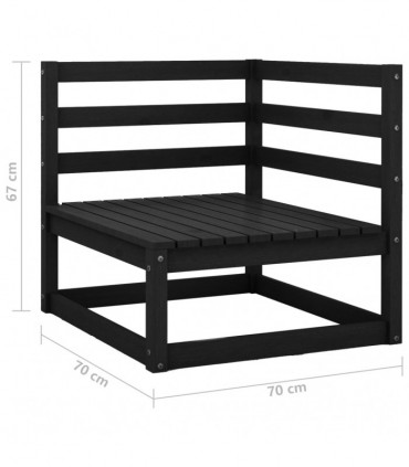 vidaXL 3 Piece Garden Lounge Set Black Solid Wood Pine