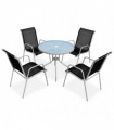 vidaXL 5 Piece Outdoor Dining Set Steel Black