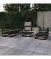 vidaXL 6 Piece Garden Lounge Set Black Solid Pinewood