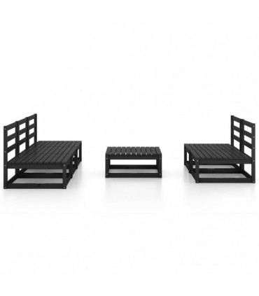 vidaXL 6 Piece Garden Lounge Set Black Solid Pinewood