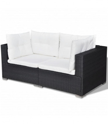 vidaXL 6 Piece Garden Lounge Set with Cushions Poly Rattan Black