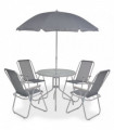 vidaXL 6 Piece Outdoor Dining Set Steel and Textilene Grey
