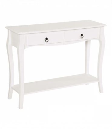 Console Table Storage Display Desk W/ 2 Drawers-Ivory White
