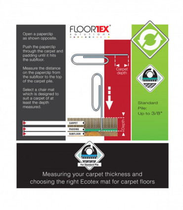 Cleartex® Enhanced Polymer Rectangular Chair Mat for Carpets up to 9mm -90x120cm
