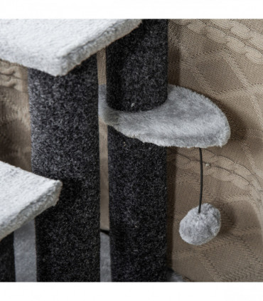 PawHut Pet Stairs with 4-step Stair, Scratching Posts, Platforms, Toy Ball