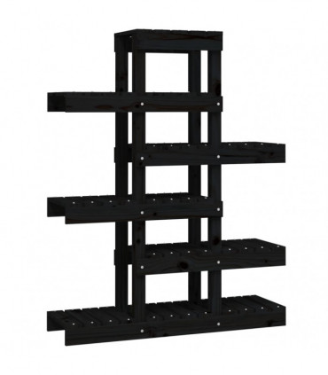 Plant Stand Black 85x25x109.5 cm Solid Wood Pine