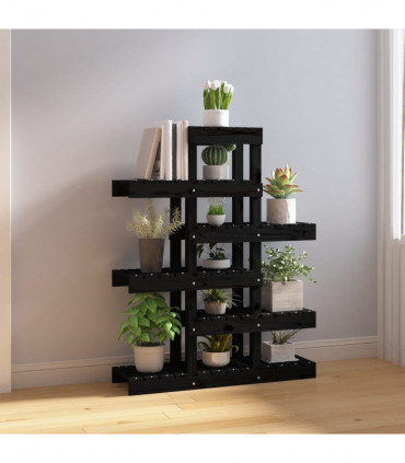 Plant Stand Black 85x25x109.5 cm Solid Wood Pine