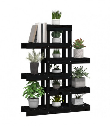 Plant Stand Black 85x25x109.5 cm Solid Wood Pine