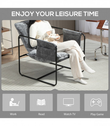 Versatile Green Chenille Chair with Comfortable Cushions and Side Pockets