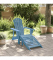 vidaXL Adirondack Chair with Ottoman Blue Solid Wood Fir
