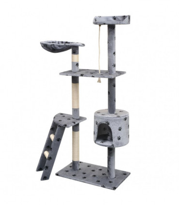 Cat Tree with Sisal Scratching Posts 150 cm Paw Prints Grey