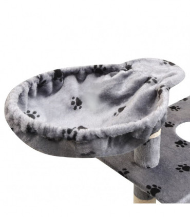 Cat Tree with Sisal Scratching Posts 150 cm Paw Prints Grey
