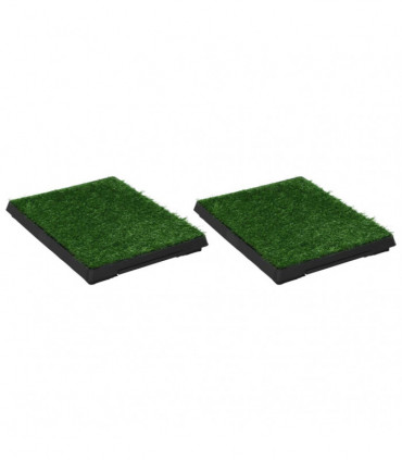 Pet Toilets 2 pcs with Tray & Faux Turf Green 63x50x7 cm WC