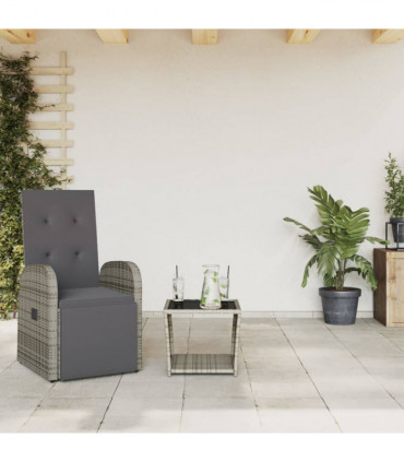 vidaXL 2 Piece Garden Dining Set with Cushions Grey Poly Rattan