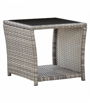 vidaXL 2 Piece Garden Dining Set with Cushions Grey Poly Rattan