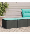 vidaXL 2 Piece Garden Sofa Set with Cushions Black Poly Rattan Acacia