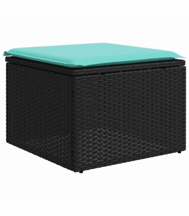 vidaXL 2 Piece Garden Sofa Set with Cushions Black Poly Rattan Acacia