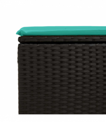 vidaXL 2 Piece Garden Sofa Set with Cushions Black Poly Rattan Acacia