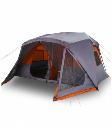vidaXL Family Tent 10-Person Grey and Orange Quick Release Waterproof
