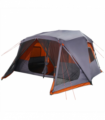 vidaXL Family Tent 10-Person Grey and Orange Quick Release Waterproof