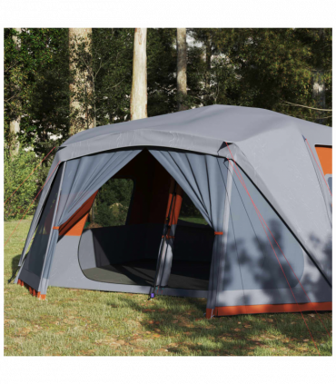 vidaXL Family Tent 10-Person Grey and Orange Quick Release Waterproof