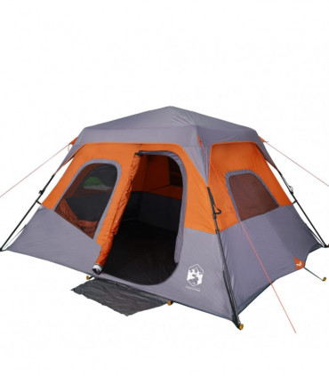 vidaXL Family Tent 6-Person Grey and Orange Quick Release Waterproof