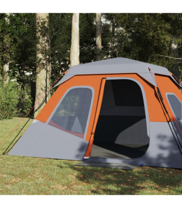 vidaXL Family Tent 6-Person Grey and Orange Quick Release Waterproof