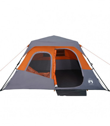 vidaXL Family Tent 6-Person Grey and Orange Quick Release Waterproof