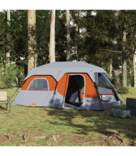vidaXL Family Tent 9-Person Grey and Orange Quick Release Waterproof