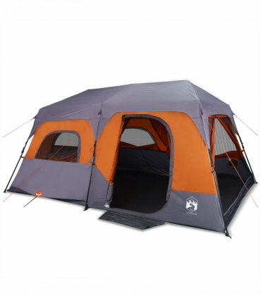 vidaXL Family Tent 9-Person Grey and Orange Quick Release Waterproof