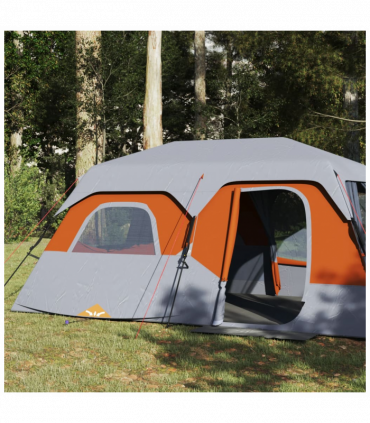 vidaXL Family Tent 9-Person Grey and Orange Quick Release Waterproof