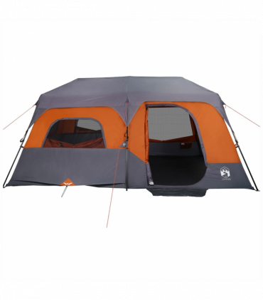 vidaXL Family Tent 9-Person Grey and Orange Quick Release Waterproof